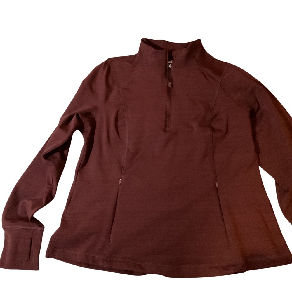 Avia Womens Brown Quarter Zip Long Sleeve Athletic Top XL